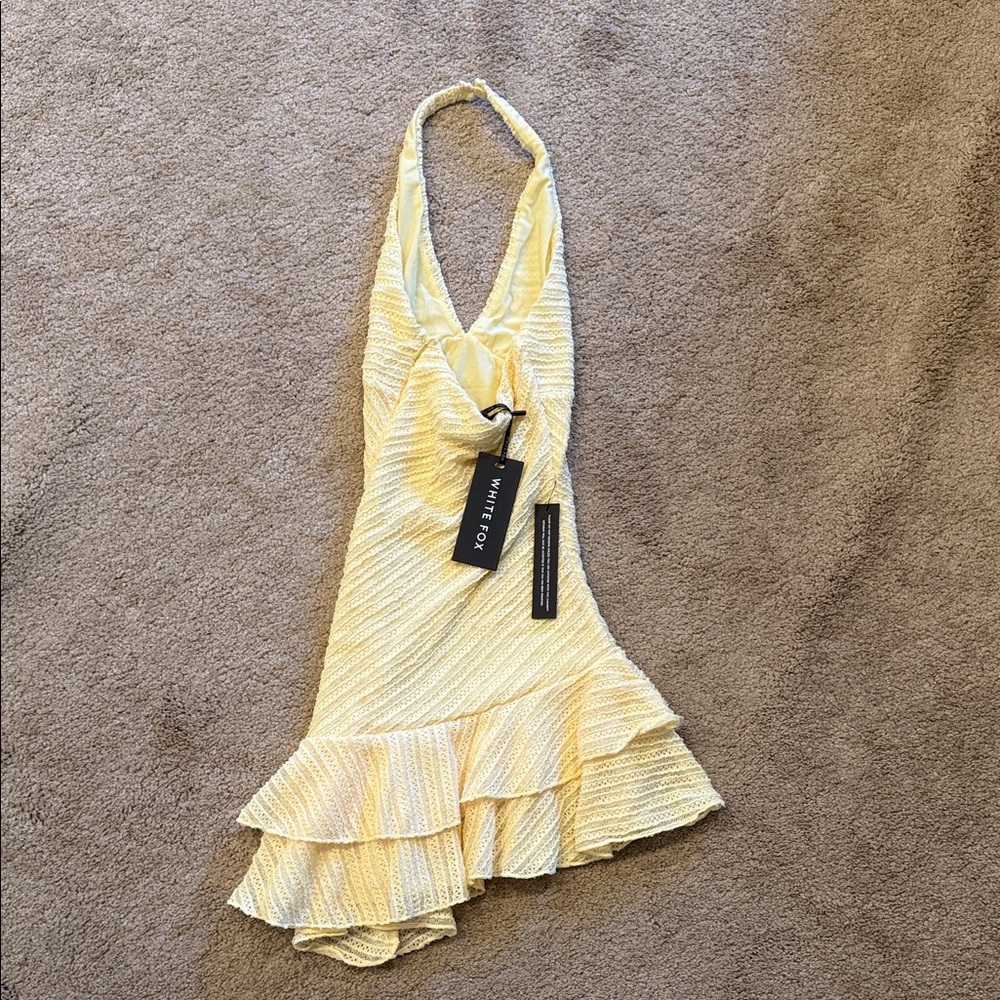 White Fox Boutique Pale Yellow Mini Dress - Picture 2 of 4